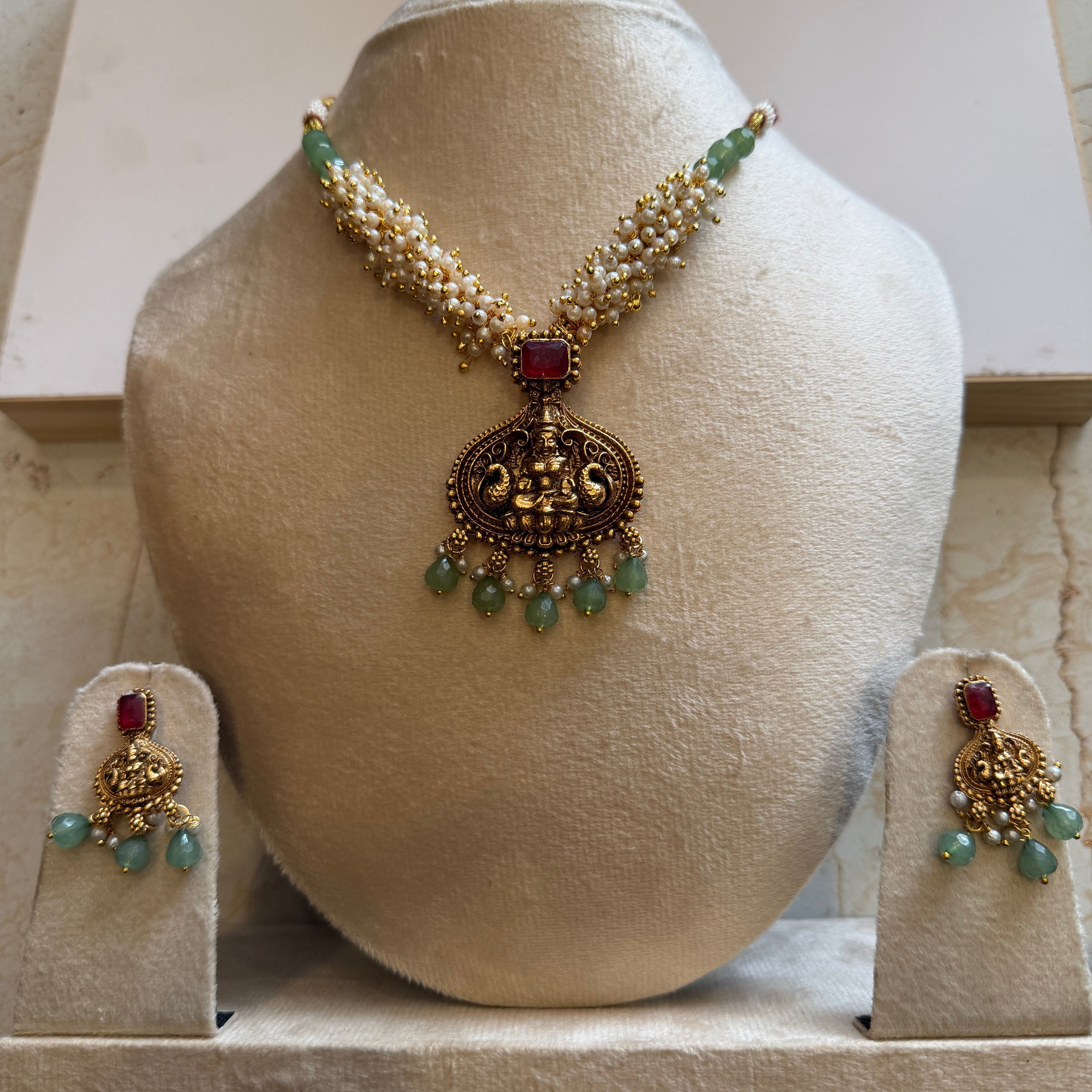 Ruby stone lakshmi set