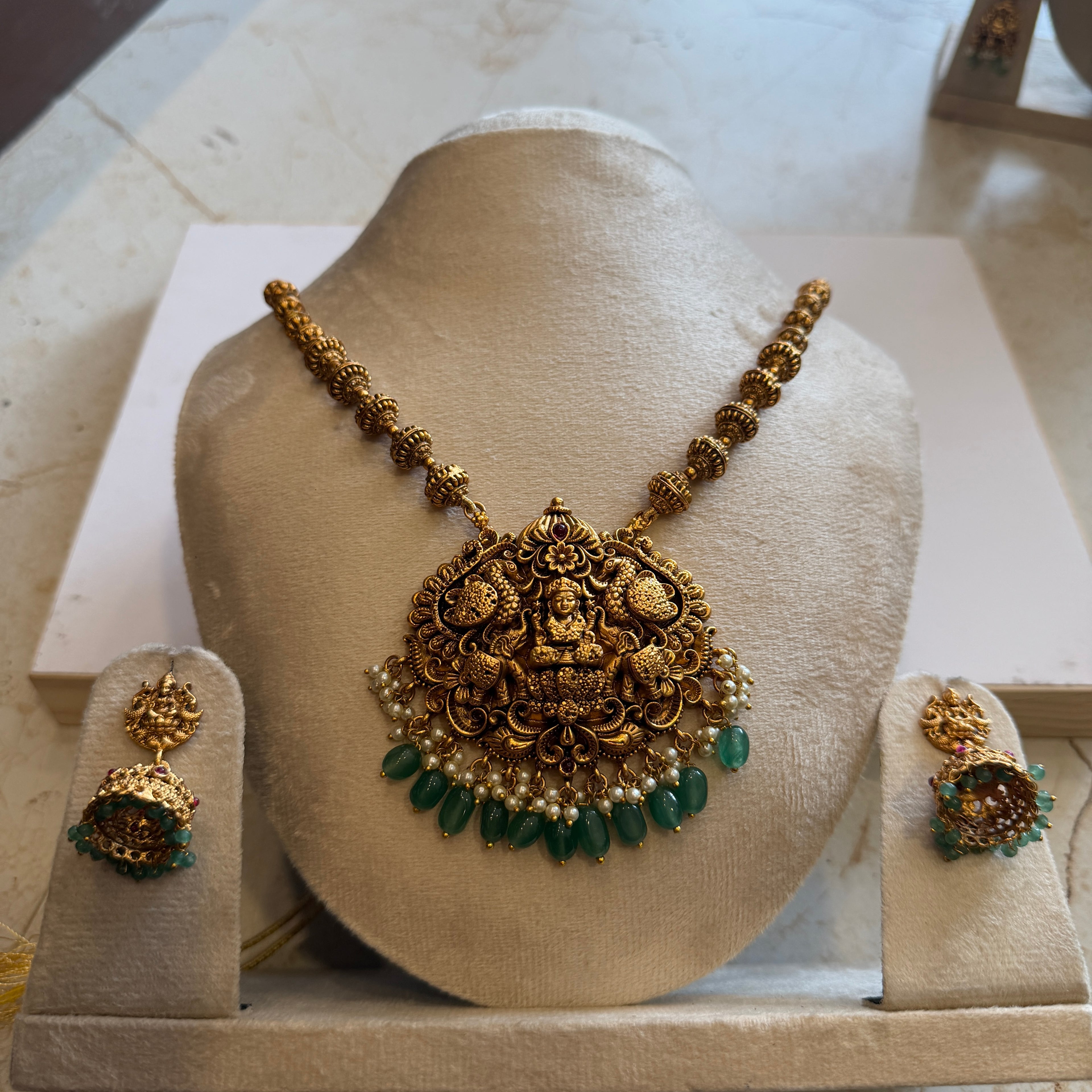 Heavy pendant long necklace set