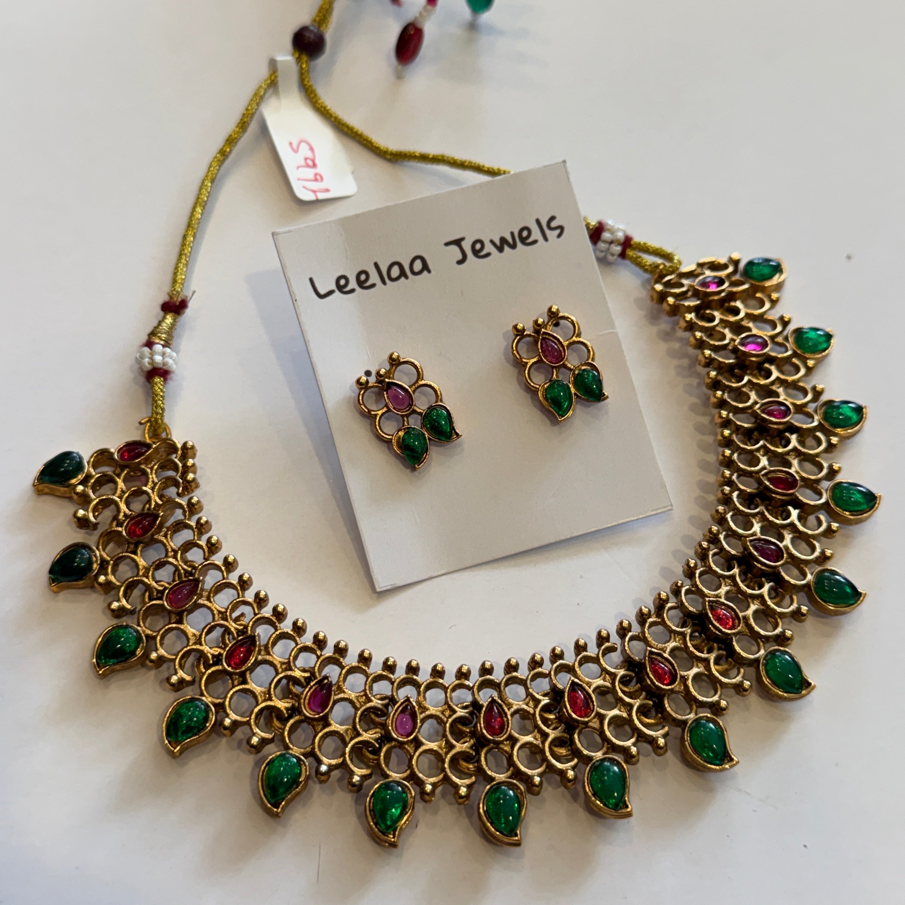 Ruby emerald choker set