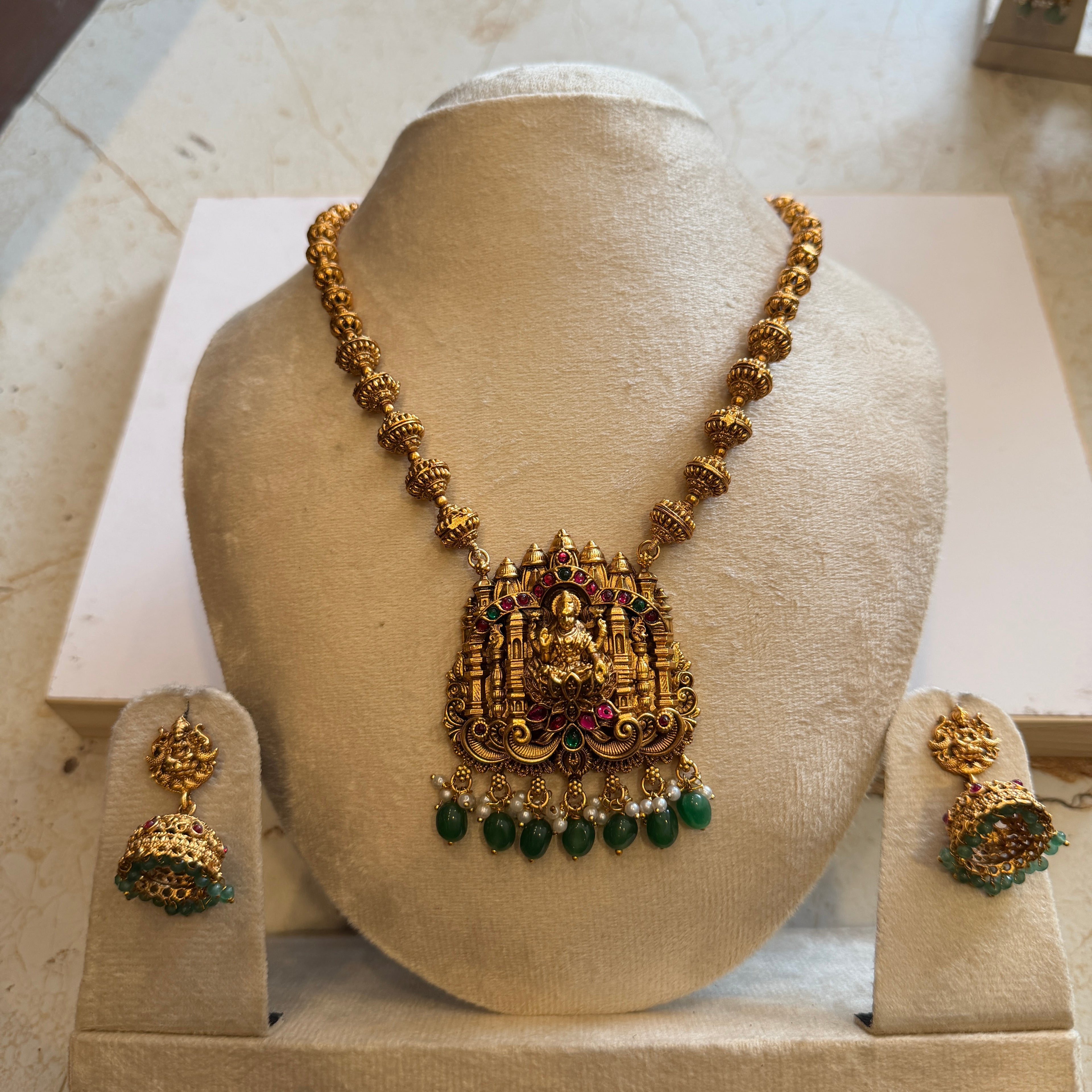 Heavy pendant long necklace set