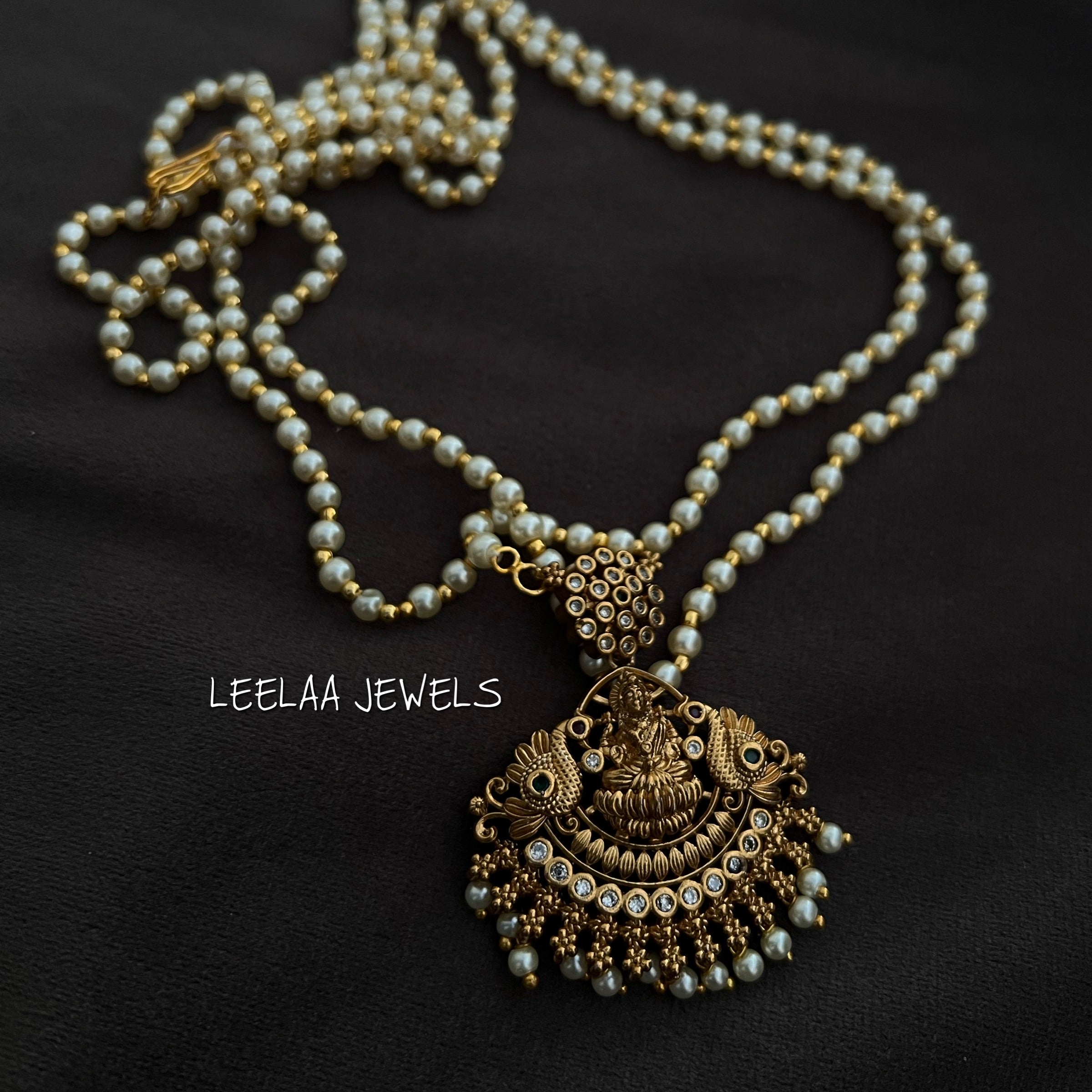 White beads long necklace