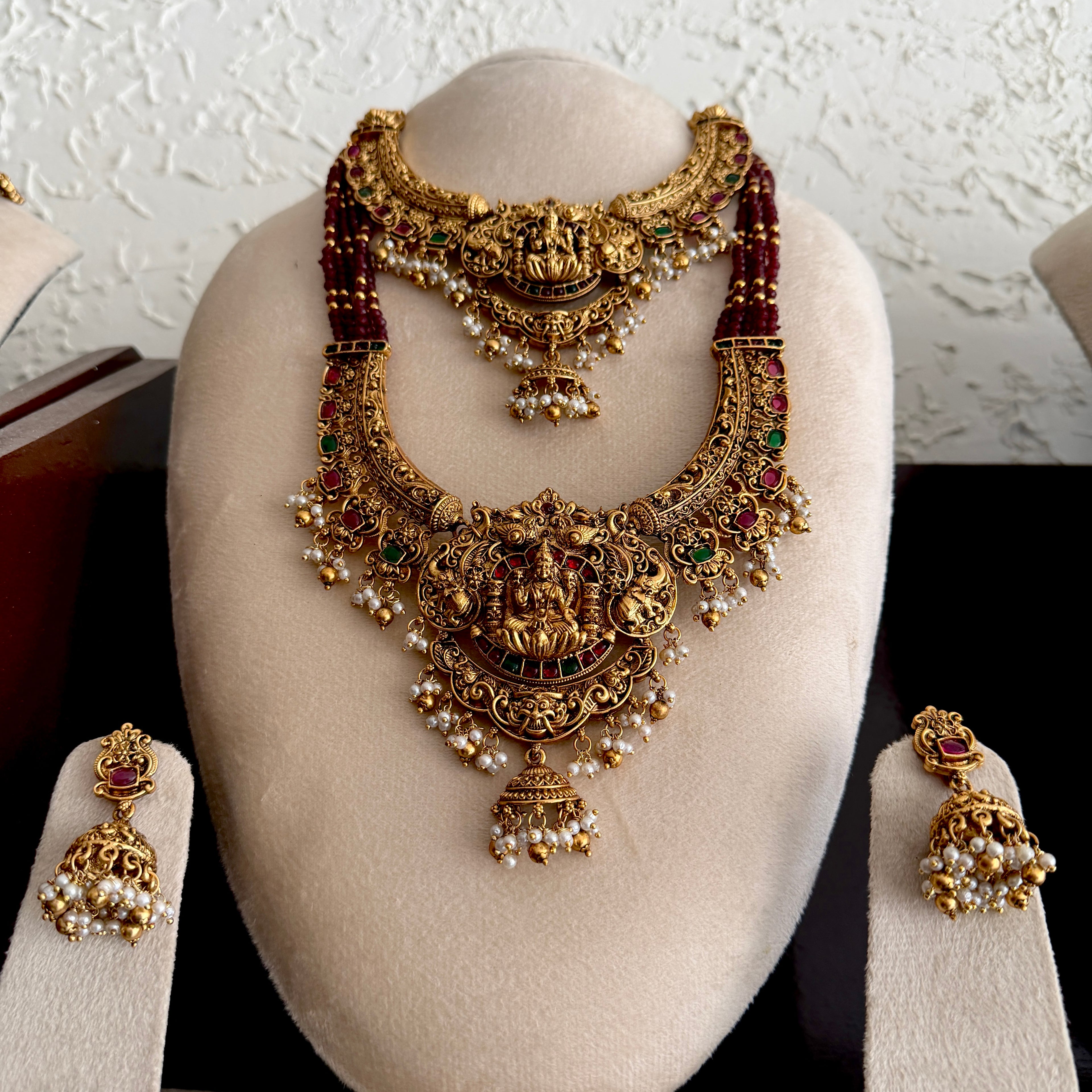 Maroon beads combo set